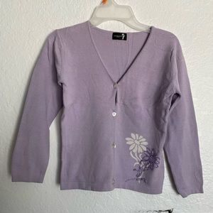 Jane Doe Kids cardigan/sweater for girls. Size: small. Light purple.